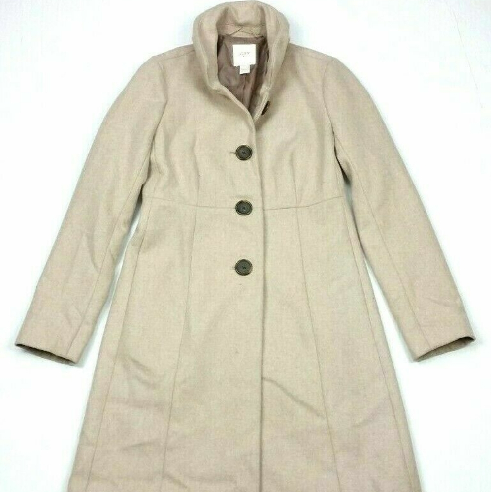 J Crew Uptown Beige Wool Blend Coat sz 0